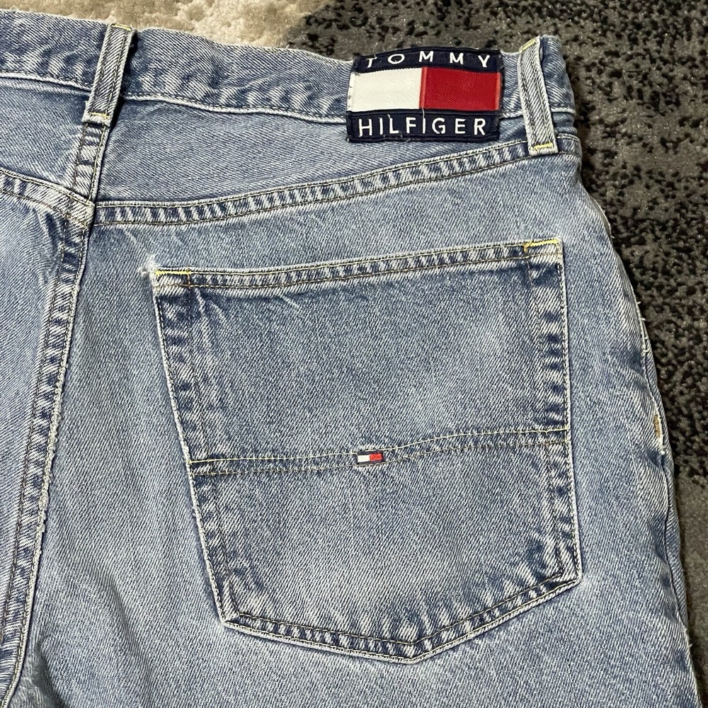 Tommy Hilfiger Baggy Jeans Men 34x30 Blue Denim Skater Wide Leg Grunge Rap VTG - Picture 11 of 15